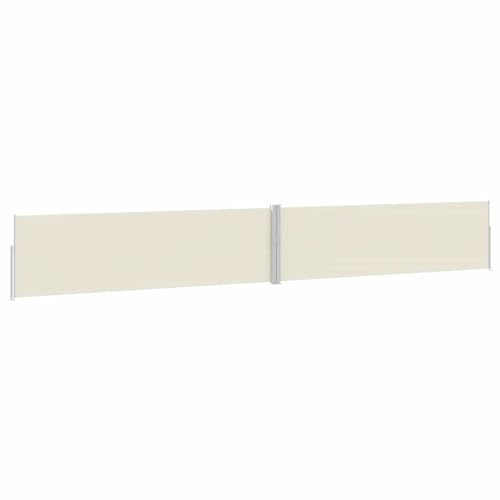 Gecheer Ausziehbare Seitenmarkise 170x1200 cm Creme, Sichtschutz Blickdicht Markise Windstabiler Sonnenschutz für Garten und Balkon 313394
