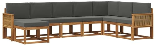 vidaXL Outdoor-Sofagarnitur mit Kissen 8 pcs Natur und Anthrazit, Moderner Garten Sofa, wetterfeste Eckcouch, Möbel zum Entspannen auf Terrasse, Patio Lounge und Komfortset