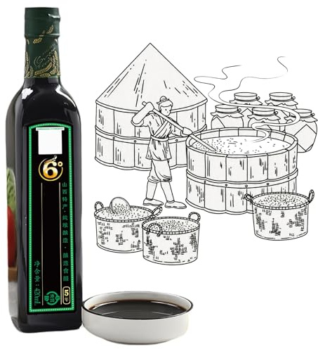 Vinaigre de riz noir du Shanxi vieilli 5 ans, 420 ml, vinaigre traditionnel chinois, condiment fermenté entièrement naturel pour salades, soupes, marinades et vinaigrettes