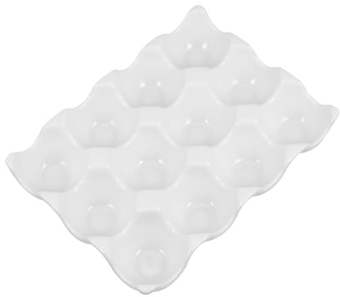 VINTORKY Plateau à Œufs Résistant Four et Lave-vaisselle Blanc en Céramique 12 Compartiments pour Réfrigérateur Cuisine et Hôtel