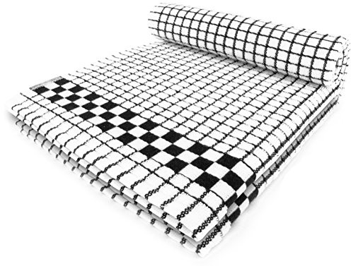 Fecido Classic Kitchen Tea Towels - Heavy Duty - Super Absorbent - 100% Cotton - Professional Grade Dish Cloths - European Made Tea Towels - Set of Two, Black