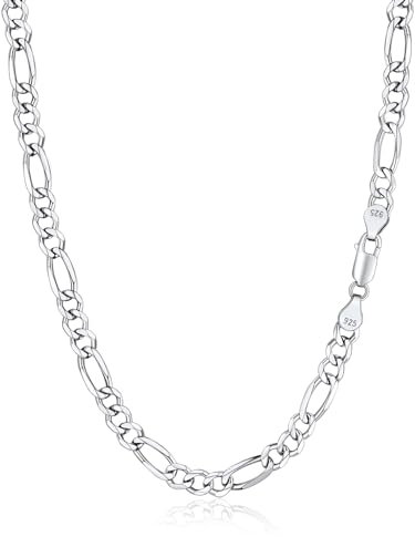 Silvora 3mm Figaro Kette Silber 925 Halskette Figarokette für Damen Silberfarben Ohne Anhänger 45cm Silberkette Halskette Kette für Damen Frauen
