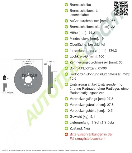TEXTAR 2x Bremsscheibe 92303803 Innenbelüftet,