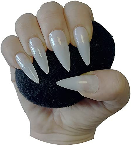 500 Pieces Medium Long Stiletto Straight Pointed False Nail Tips NATURAL Full Cover Acrylic Press On False Nails Tips Extensions - Professional Salon & Home Use