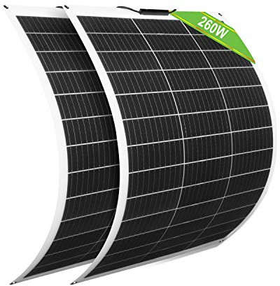 ECO-WORTHY 2 Paneles Solares Flexibles 130W 12V Placa Solar Flexible Monocristalino para Cargar Batería/Coche/Barco/Caravana