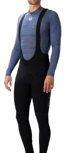 Alé Cycling Inverno Solido Collant con Bretelle, Nero/Nero, M Uomo