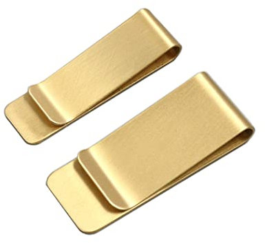Medifier Geldscheinklammer aus Metall, Messing, schmal, Business-Kreditkartenhalter, Gold, Banknoten, Brieftaschen, Clip für Männer und Frauen, schmal, leicht, Taschengeldklammern, 2 Stück