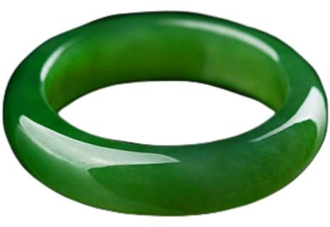 zhuBAOHE Natürlicher Smaragd-Jade-Ring Eheringe für Männer und Frauen Feng Shui Xinjiang Hetian Jade Jaspis-Bandringe,22mm