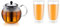 Bodum - 1802-16 - Assam - Théière à Piston en verre - Filtre et Couvercle inox - 1.5 L & (4560-10) Lot de 2 Verres à double paroi, Transparent, 45 cl