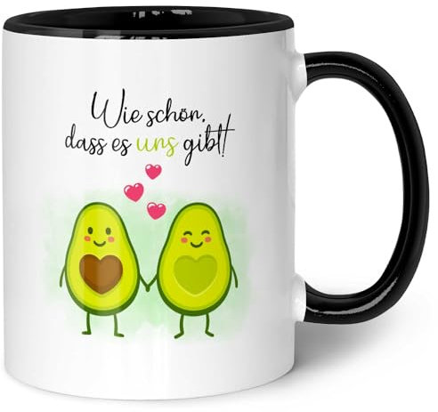 GRAVURZEILE Tasse imprimée avec inscription « Avocat Love » - Cadeau pour les couples pour la Saint-Valentin - Passe au lave-vaisselle et au micro-ondes - Cadeaux de partenaire pour elle et lui -