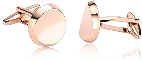 Whoiy Manschettenknöpfe Rosegold Gravur, Nobel Schmuck Edelstahl Hochzeit Manschettenknöpfe Runden für Männer Anzughemd