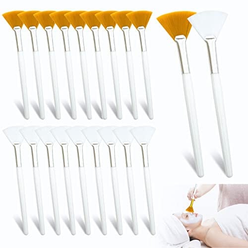 Bekecidi 20pc Face Mask Brush Fan Brush Soft Bristle Beauty Makeup Brush Tool (White)