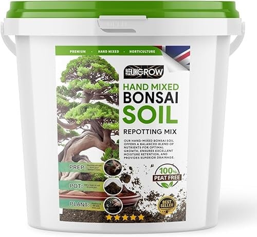 UK GROW Premium 5L Bucket of Bonsai Focus Repotting mix soil compost, composted bark, grit and fine sand. (5L)