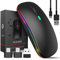 FUGACI Wireless Mouse Laptop w/ 2 USB A to USB C Adapter，2.4GHZ Bluetooth Mouse Rechargeable，Laptop Mouse Computer Accessories，USB Mouse w/ 3 Buttons-Laptop Mouse Wireless PC Mouse 800 to 2400 Dpi