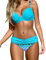 Ocean Plus Damen Gestreiftes Bikini-Set mit Brustpolster Bikinis Push Up mit Bügel Zweiteiliger Bademode (S (EU 34-36), Himmelblaue Geometrie)