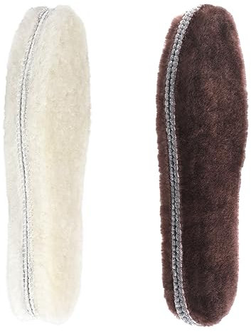 riemot 2 Paar Echte Lammfell Einlegesohlen für Damen Herren Winter Warme Schaffell Einlegesohlen Weiche Kuschelige Flauschige Lammfell Schuheinlagen für Schneestiefel,Hausschuhe Beige Braun Gr.44 EU