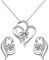 ankbrats 925 Silber Schmuckset für Damen, Doppel Herz Ohrringe Halskette Silber mit Zirkonia, Brautschmuck Set Geschenke für Frauen und Mädchen