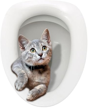 Sharplace Cat Toilet Lid Sticker, Cartoon Toilet Seat Lid Sticker, Waterproof Cat Toilet Seat Cover Stickers Decals, for Restroom, L