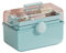 Uotyle 14in 3 Layer Multipurpose Storage Box/Craft Storage Boxes With Compartments/Plastic Tool Box/Medicine Storage Box/Hair Accessories Organiser/Sewing Box with 2 Trays (Extragroß Blau)