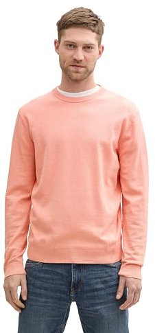 TOM TAILOR Herren 1039810 Strickpullover mit Crewneck, 37383-Hazy Coral Rose Melange, L