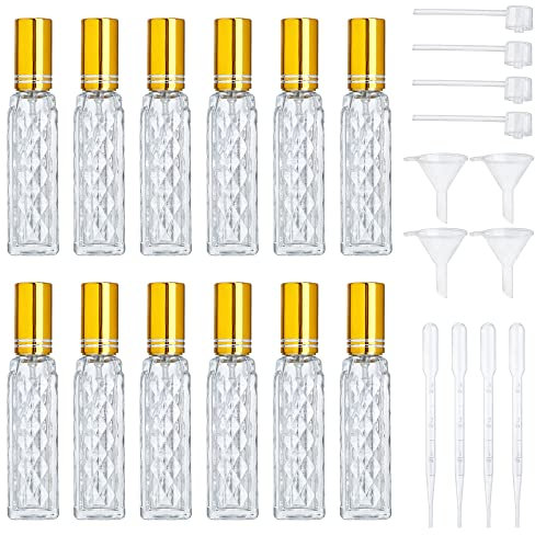 HDCRYSTALGIFTS 10ml Glasflasche Parfümzerstäuber nachfüllbar Spray Leerflaschen Feiner Sprühzerstäuber Kosmetikbehälter für unterwegs,12 Stück