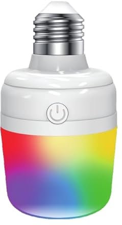 Pulsky USB-C Rechargeable RGB Light Bulb with Remote Control Timer and 12 Color Temperatures,7W Dimmable Battery Powered Light Bulbs for Non Hardwired Lamps, Wall Sconce,Home,Camping