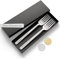 SMARTEON Gabel Set mit personalisierter Gravur – Hochzeitsgeschenke für Brautpaar, Geburtstag, Jubiläum, Geschenkidee für Paare – Kuchengabeln mit Namen mit Geschenkbox (Design 1, Silber)