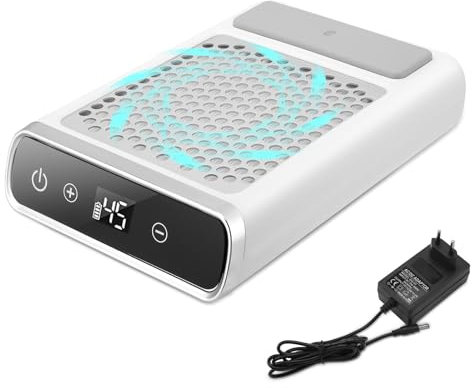 Aspirador de uñas inalámbrico de 80 W, Recargable Extractor De Polvo Para Uñas, Máquina Recolectora De Polvo De Uñas Para Uñas, Aspirador de Mesa Potente de Velocidad Ajustable para Arte de Uñas