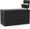 COSTWAY 380L Garden Storage Box, Waterproof Resin Deck Box Bench with Lockable Lid, Wheels & Side Handles, Rattan Texture Outdoor Patio Storage Container for Cushion Tool Toy (Black)