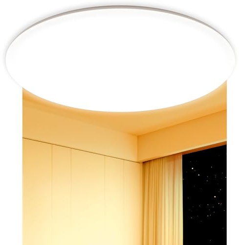 Deckenleuchte LED Deckenlampe 30CM, 24W 2800LM IP54 Wasserfest Badlampe Rund Flach 3000K Warmweiß Modern Schlicht Led Lampe Decke Dünn für Wohnzimmer Badezimmer Schlafzimmer Küche Balkon Keller Büro