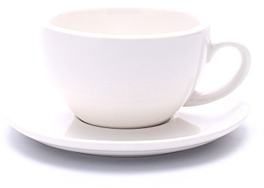 Coffeezone Tasse à cappuccino Barista et soucoupe pour latte Art & Americano, café en porcelaine anglaise (blanc brillant, 250 ml)