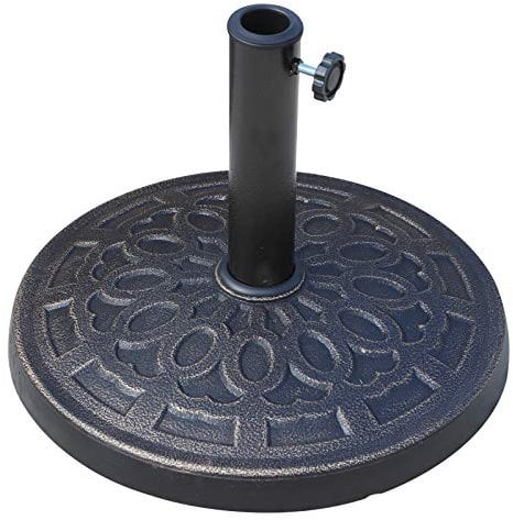 Outsunny Base de Sombrilla Tipo Soporte de Pie para Parasol - Color Bronce - Resina Acero - Φ44 x 34 cm