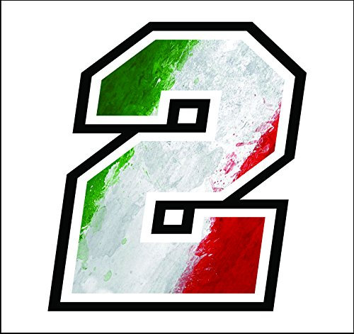 Adesivo NUMERO GARA- misura 12 cm -Gara Cross PistaAuto Moto Stickers (2, Bandiera Italiana)