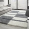 Carpettex Hochflor Teppich Wohnzimmer Shaggy Flokati Teppich Modern Kariert Design 280 x 370 cm Hellgrau - Teppich Schlafzimmer Weich Flauschig Waschbar Teppich Küche Esszimmer - Langflor Teppiche