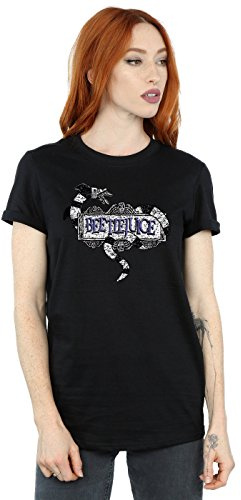 BEETLEJUICE Women's Sandworm Logo Boyfriend Fit T-Shirt Medium Black