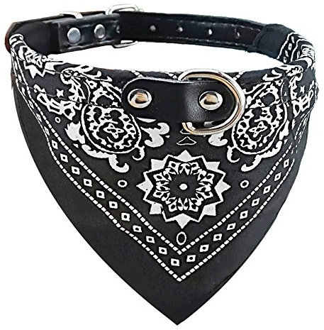 Newtensina Mode Hundebandana Halsband HundeHalsband Junge Mittel Bandana Hündchen Bandana mit Halsband für Hunde - Black - L