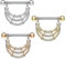 beyoutifulthings Brustwarzen-Piercing Set ANHÄNGER 3 Reihen ZIRKONIA Brust-Piercing Nippel-Piercing Edelstahl Clear Gold Silber ROSÈGOLD 1,6mm 14mm