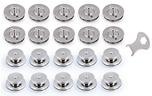 Tenax-Set 10 x Oberteil Edelstahl, 10 x Stoffschraube für 1-5 mm, 1 x Schlüssel