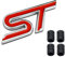 Dsycar 3D Metall ST Logo Auto Abzeichen Emblem Aufkleber + 4 Stücke Rändelte Stil Mit Kunststoff Kern Ventilkappen für Universal Car Styling Dekorative Zubehör (#3)