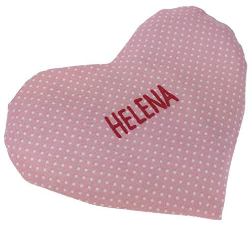 Wärme Herzkissen Baby Punkte Wärmekissen mit Namen für Babys Kleinkinder Rapskissen mit Namen Körnerkissen Personalisiertes Kissen zum wärmen, Farbe:rosa Punkte (Rosa)