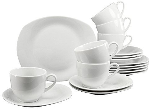 CreaTable FINESSA - Kaffeeservice weiß 18-tlg aus Porzellan/Kaffeegedeck