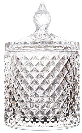 Rainie Love Home Basic Lebensmittelaufbewahrungs-Set mit Kristalldiamanten, facettiertes Glas Kristalldeckel, geeignet als Süßigkeitenschale, Keksdose, dekorative Süßigkeitendose 16 oz durchsichtig