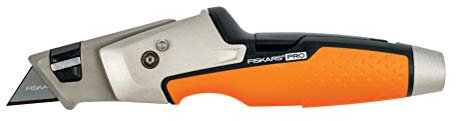 Fiskars Universal-Malermesser, Länge 19,1 cm, Rostfreier Stahl/Kunststoff, Schwarz/Orange, CarbonMax, 1027225