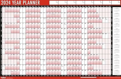 2024 A1 Full Year Large Wall Planner With Stickers And Dry Wipe Pen 850mmx580mm
