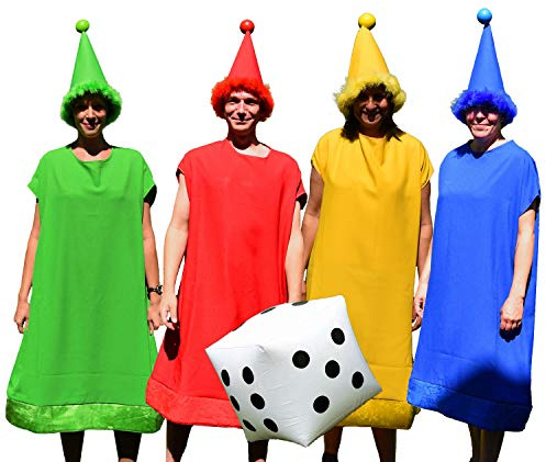 Krause & Sohn Unisex Kostüm für Gruppen Brettspiel Kostüm nicht ärgern XXL vier Spielfiguren für Erwachsene mit aufblasbarem Würfel
