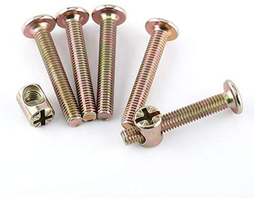 Tornillos Para Muebles, 10 Piezas Tornillos de Acero Al Carbono Con Tuercas de Barril Tuerca de Clavija Conector de Fijación Para Muebles Cunas Camas Cuna y Sillas(40mm)