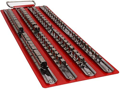 Large 80pc Socket Rail Tray Rack Storage Red Shallow Deep 1/4 3/8 1/2 CT0736