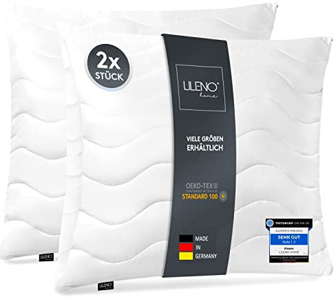 LILENO HOME Kopfkissen 45x45 cm [2er Set] als Kissen-Füllung - Bett oder Deko Kissen mit Reißverschluss zum Anpassen - Waschbar bis 95° - Sofa-Kissen & Zierkissen für Couch/Bett