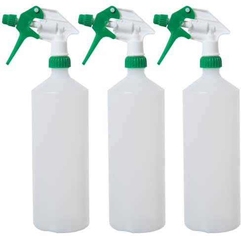Diamond Shine System Spray Bottles Empty Water Spray Bottle for Cleaning, (Green/White, 3Pack 1000ML), Trigger Head with Mist & Stream
