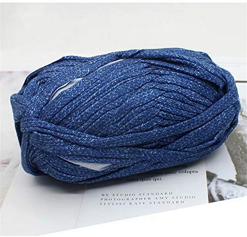 1 x buntes T-Shirt zum Stricken von Strickgarn, Stoff, Häkelstoff, zum Basteln, Stricken, Stoff, Kunst (# 41 blau)